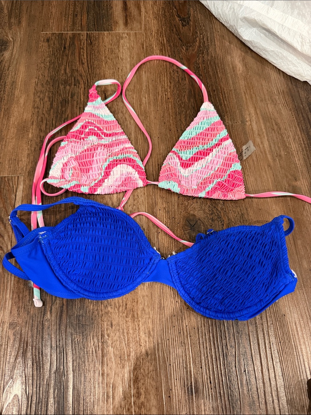 Kids Swim Bikini Top Set - Pink Multi & Royal Blue
